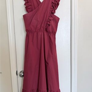 Vero Moda Deep Red Ruffle Midi Dress